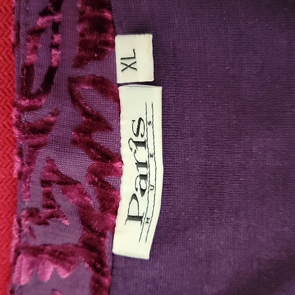 Paris Hues Flocked Feel Babydol Dress w/ Bell Sleeves purple/burgundy sz XL - Picture 11 of 16